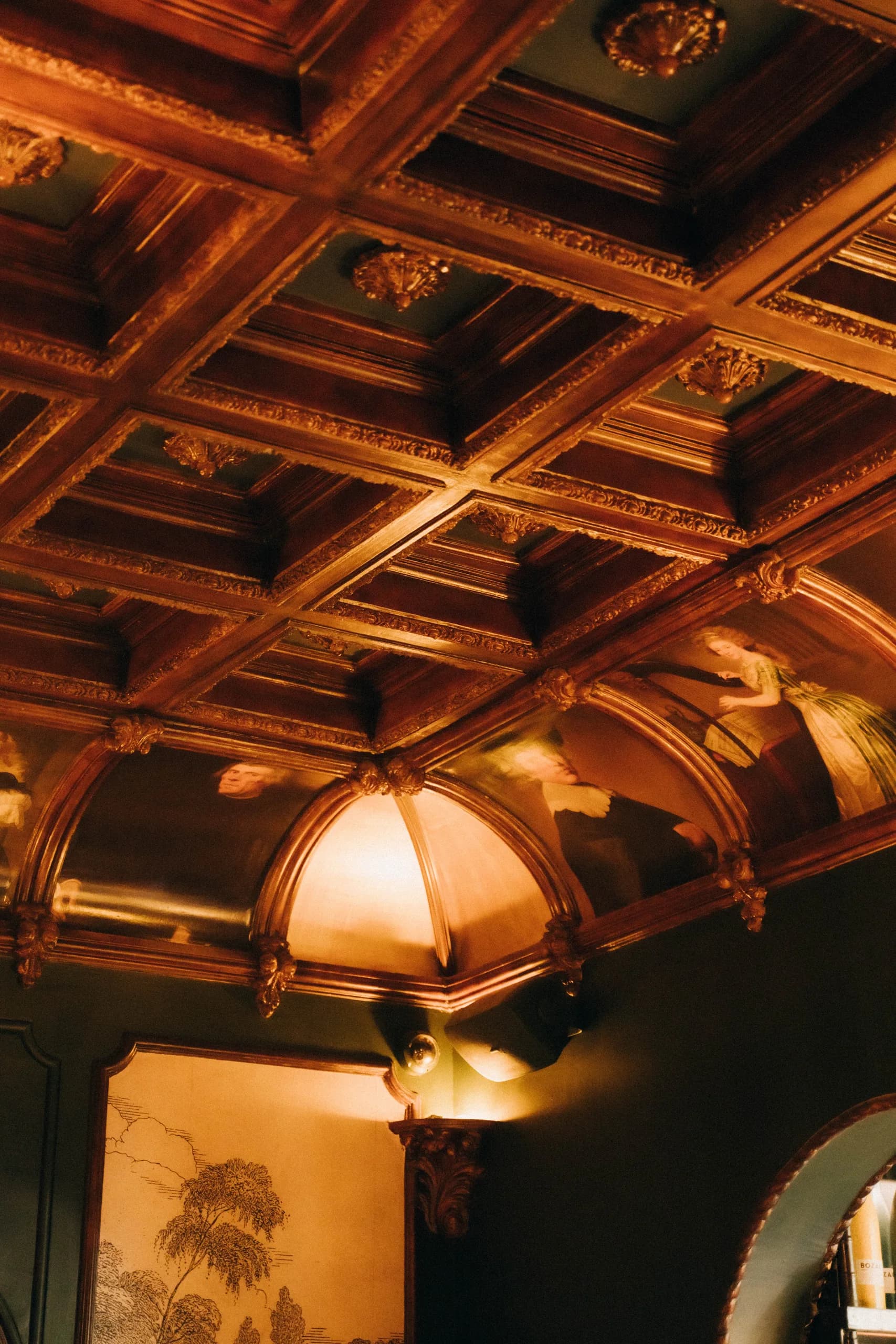 Coffered ceiling with gilded rosettes